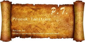 Prorok Tacitusz névjegykártya